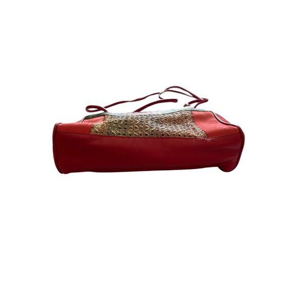 Tres Zeta Abstract Art Red Suede Leather Crossbody Handbag Purse Italy Vintage - Picture 7 of 11